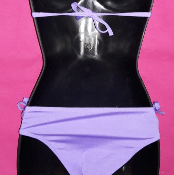 Purple Triangle Cup Side Tie Bikini Swim Suit O/S - Picture 5 of 5